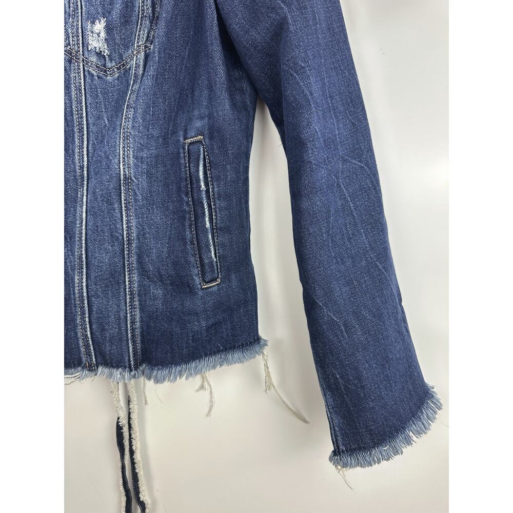 Liverpool Lace Up Jacket Distressed Button Front LS Denim Women's Size Medium - Picture 6 of 14